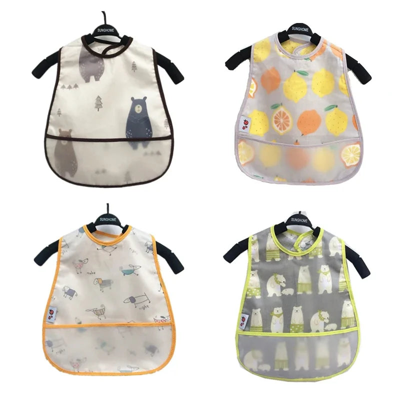 Baby Cartoon Feeding Bibs EVA Waterproof Bibs Adjustable Baby Bibs Baby Child Apron